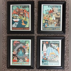 Disney "Lands" Framed Print Set by Maude (Set of 4)